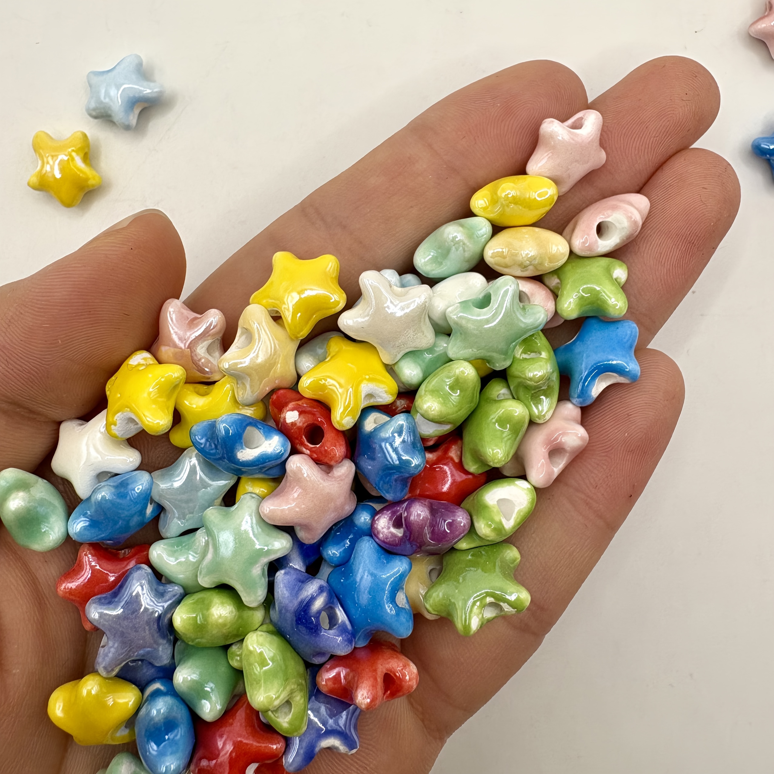 15pcs Colorful Star Ceramic Beads for DIY Jewelry Making